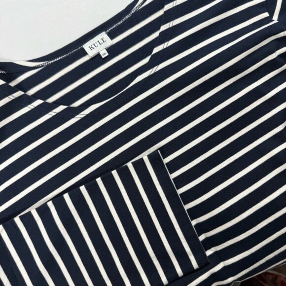 Kule Striped Navy White 3/4 Sleeve Tee 100% Cotton Size XXL - Picture 4 of 7